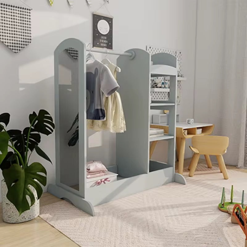 საბავშვო ხის ტანსაცმლის საკიდი თაროებით