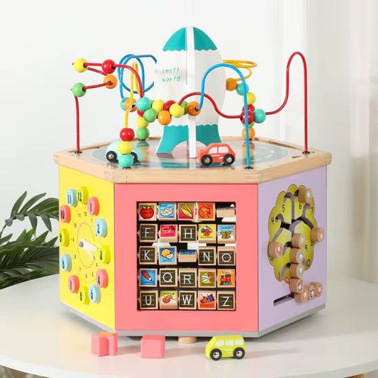 Wooden bead winding toy