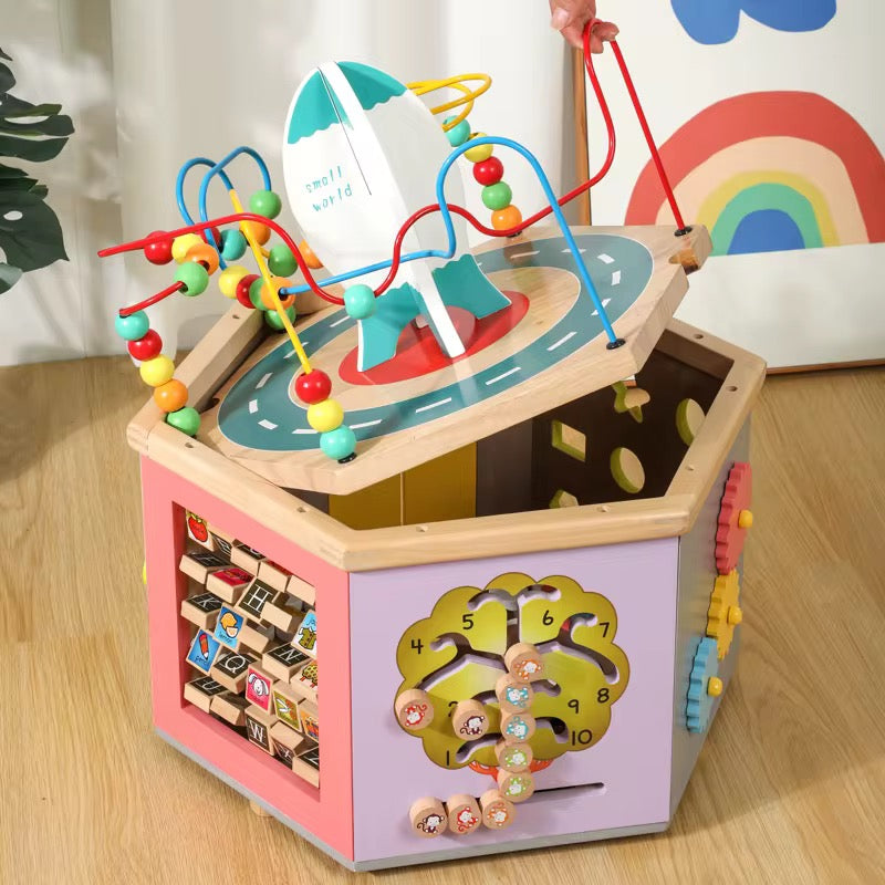 Wooden bead winding toy