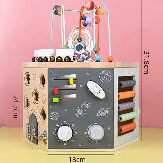 Wooden beaded winding toy