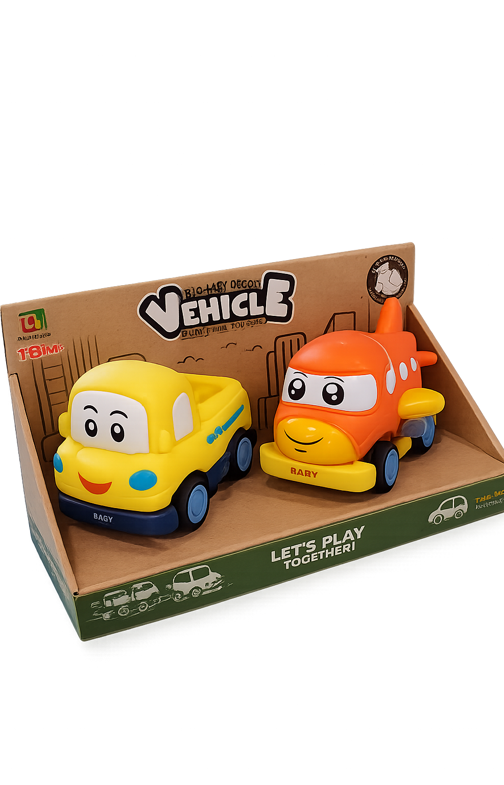 Plastic toy car and airplane