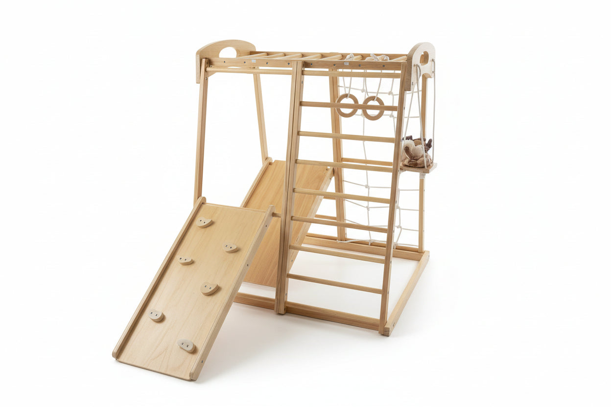 Wooden multi-functional play structure