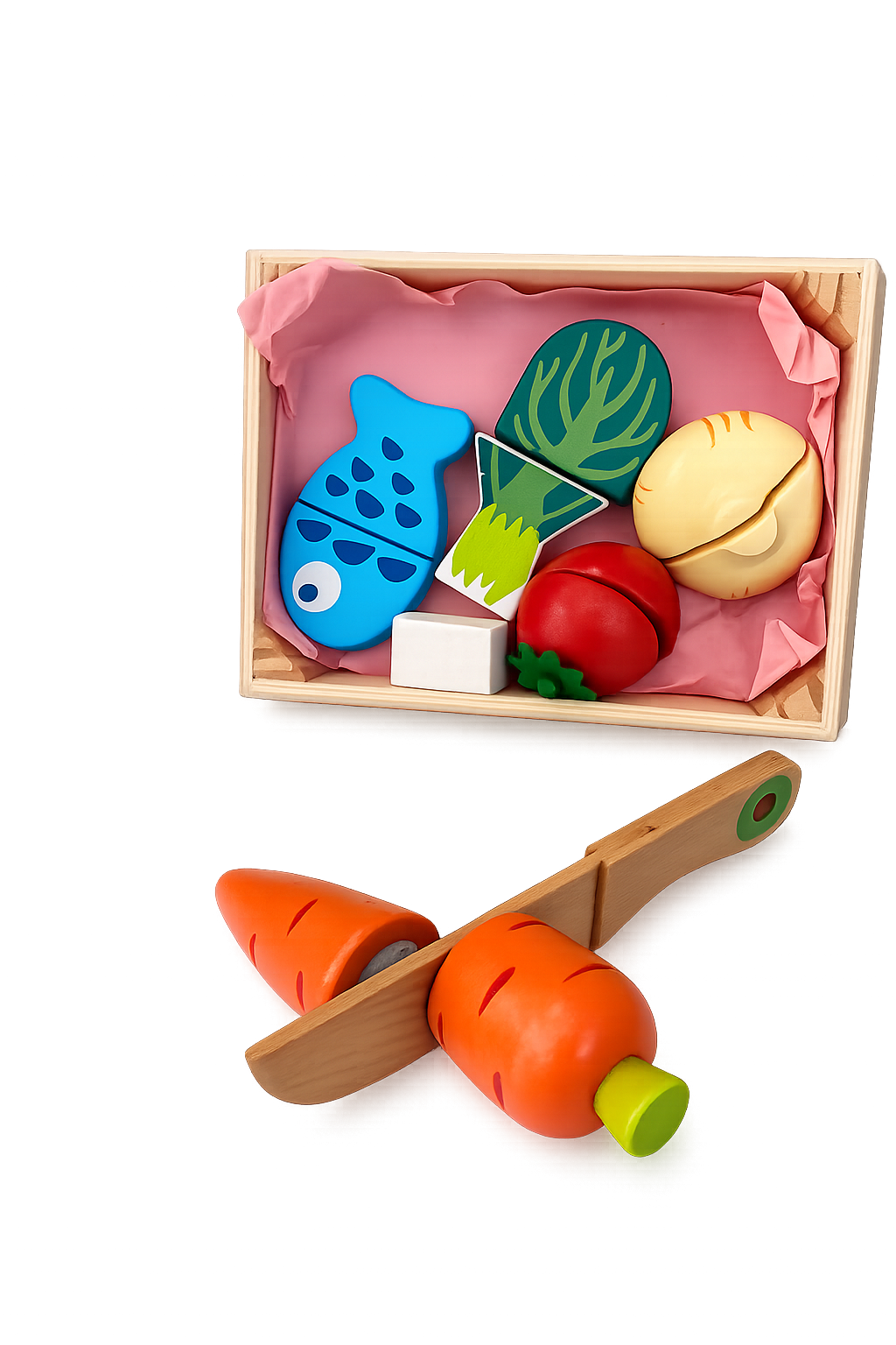 Wooden vegetable set