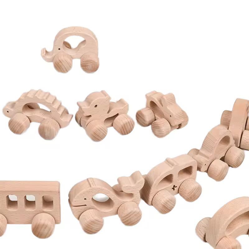 ხის ბორბლებიანი სათამაშო