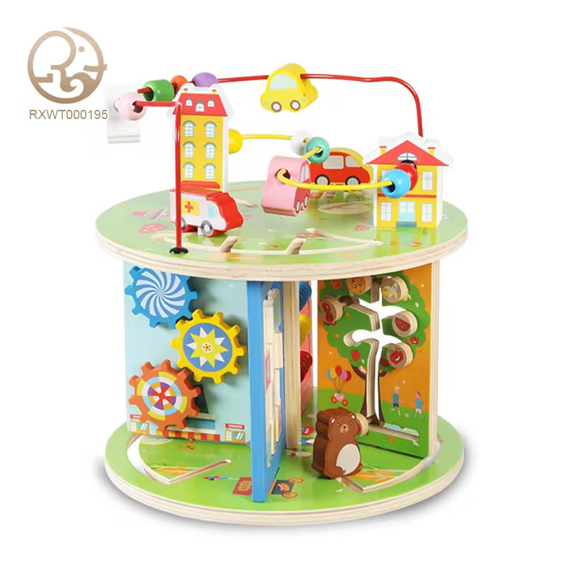 Wooden bead winding toy