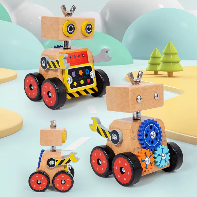 Wooden toy robot