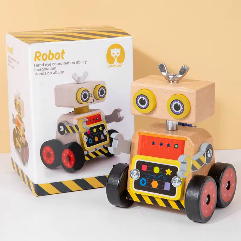 Wooden toy robot