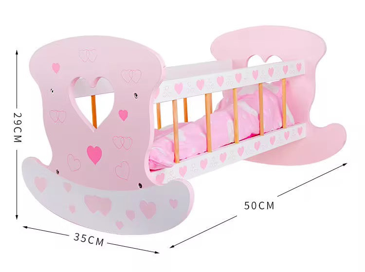 ხის სათამაშო აკვანი