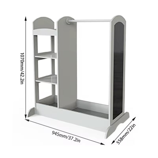 საბავშვო ხის ტანსაცმლის საკიდი თაროებით