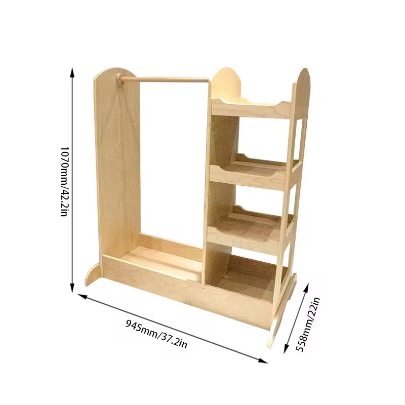 საბავშვო ტანსაცმლის საკიდი თაროებით