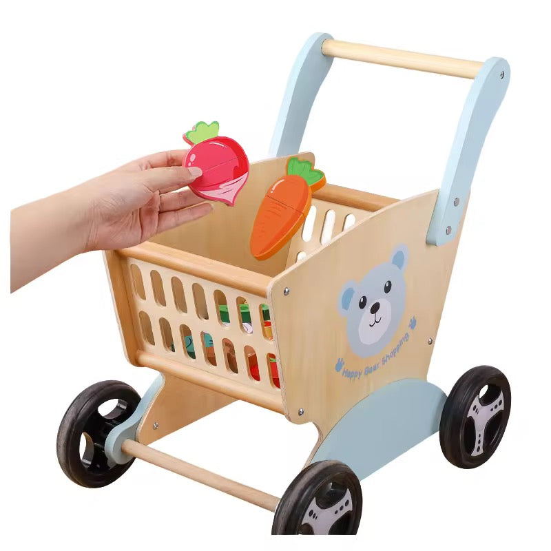Wooden cart with fruit
