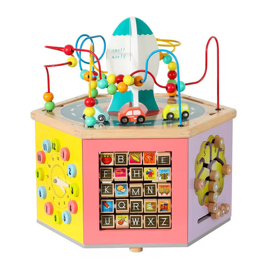 Wooden bead winding toy