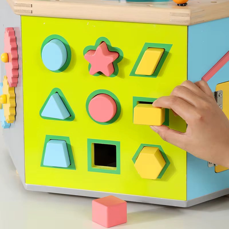 ხის მძივების გრაგნილიანი სათამაშო