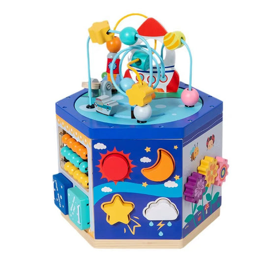 Wooden beaded winding toy