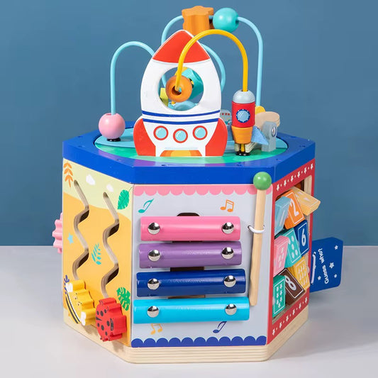 Wooden beaded winding toy