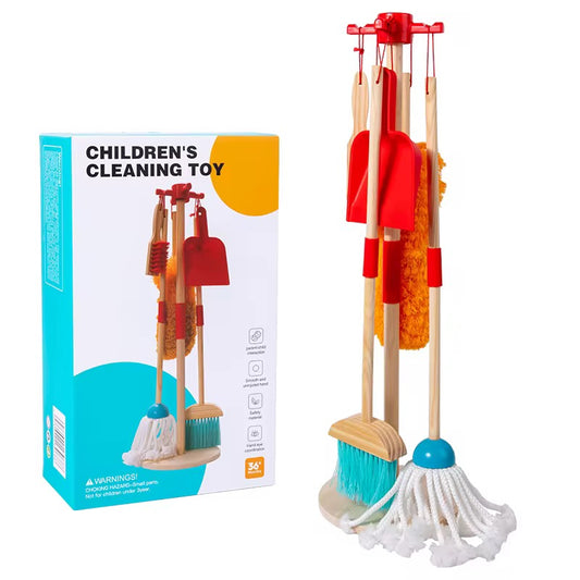 Wooden cleaning toy set
