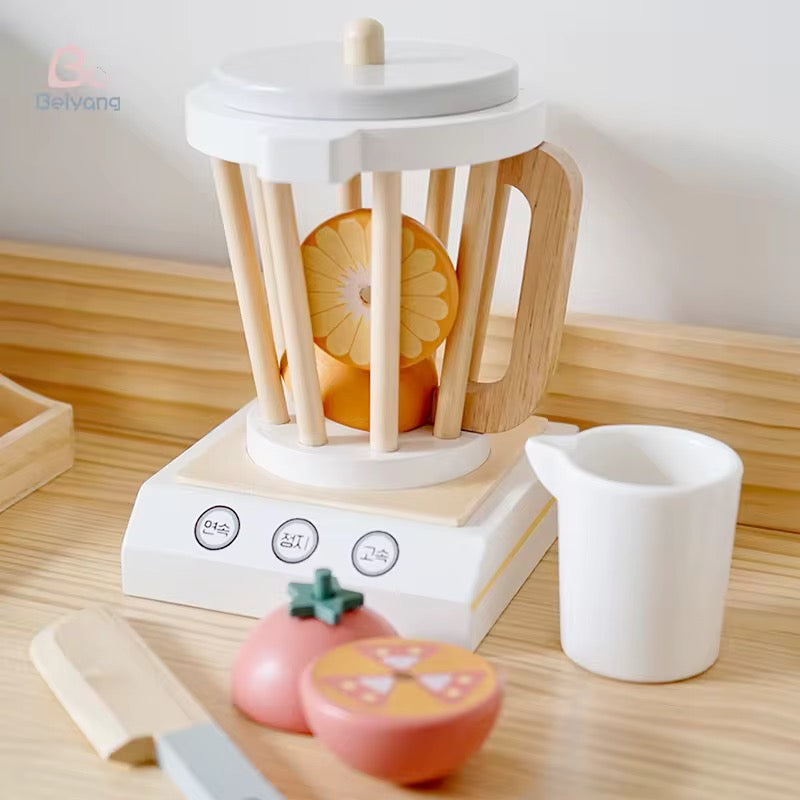 Wooden toy blender