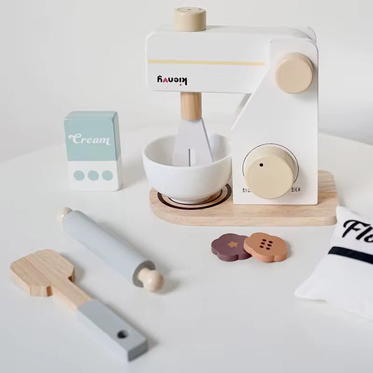 Wooden toy mixer