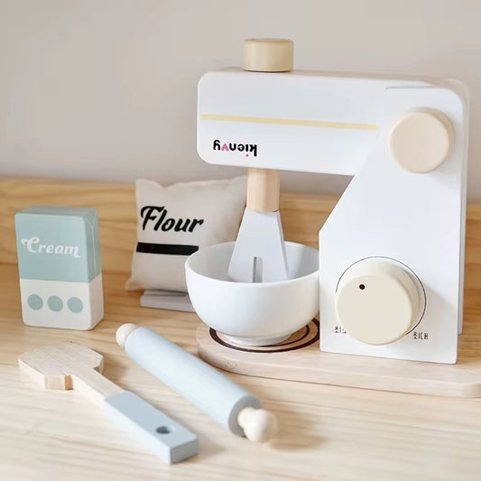 Wooden toy mixer