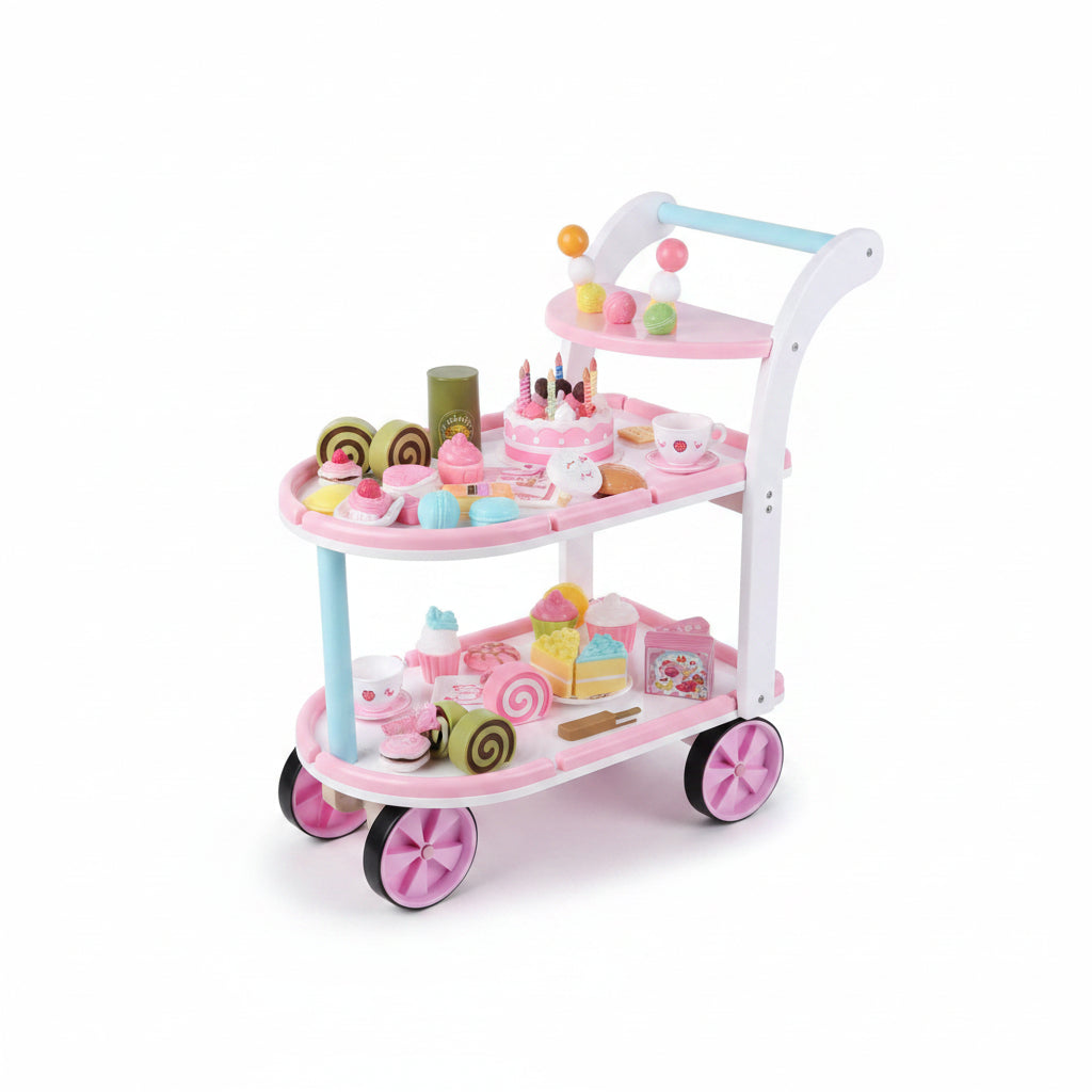 Wooden trolley with set